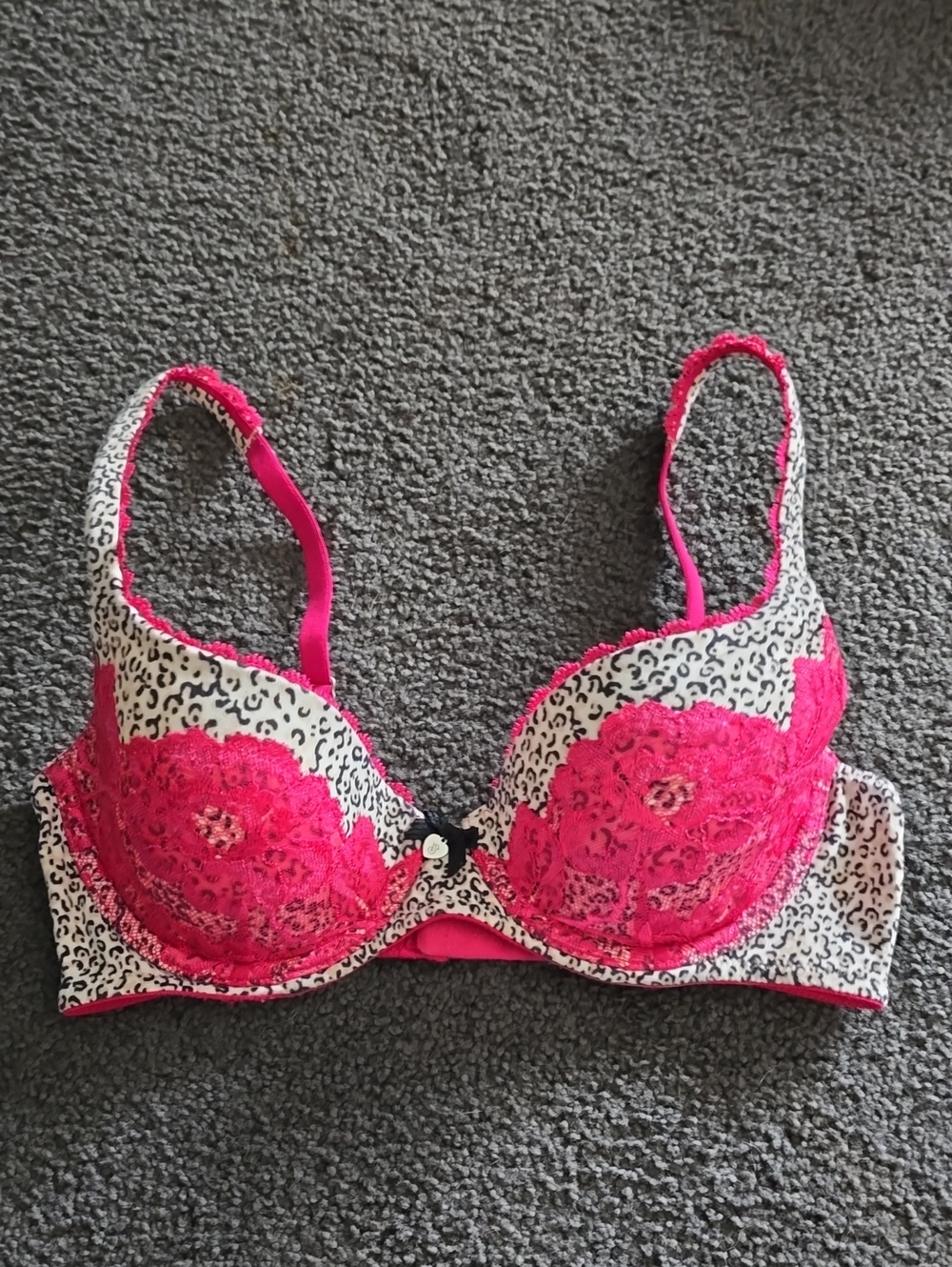 Victoria's Secret Hot Pink Lace & Leopard Print Bra